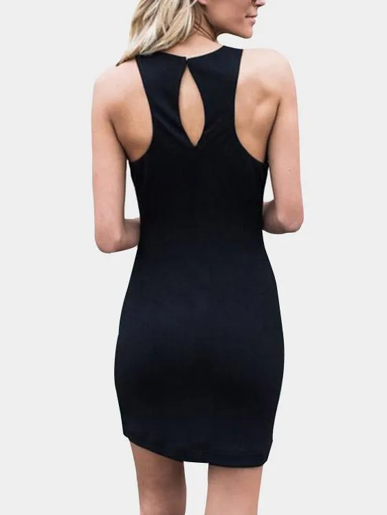 Wholesale Black Sleeveless Irregular Asymmetrical Hem Mini Dresses