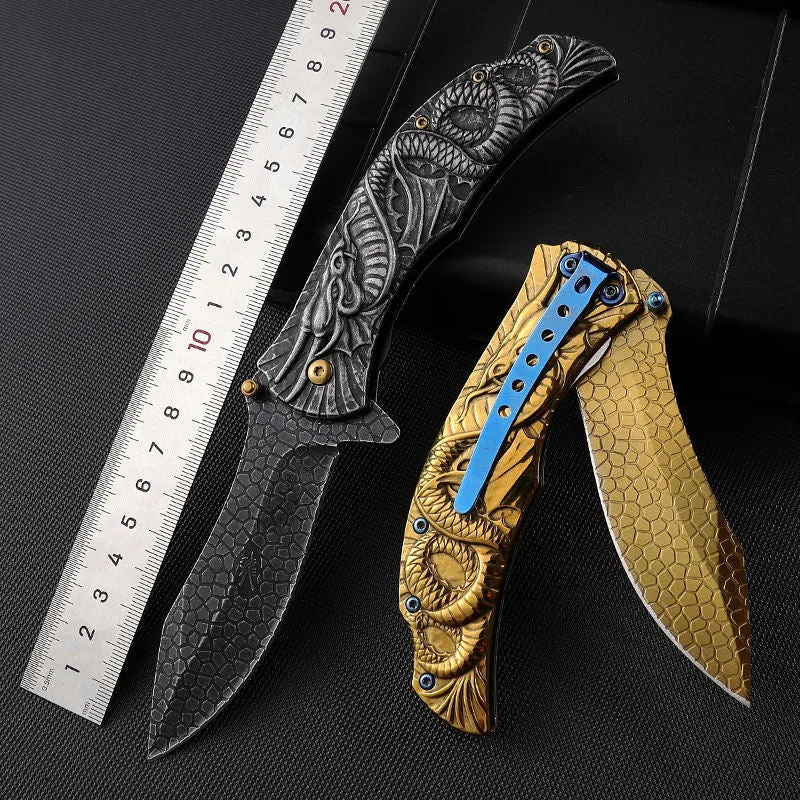 Wholesale Dragon Snake Folding Knife Travel Household Portable Knife Outdoor Self Defense Camping Ornamental Knives