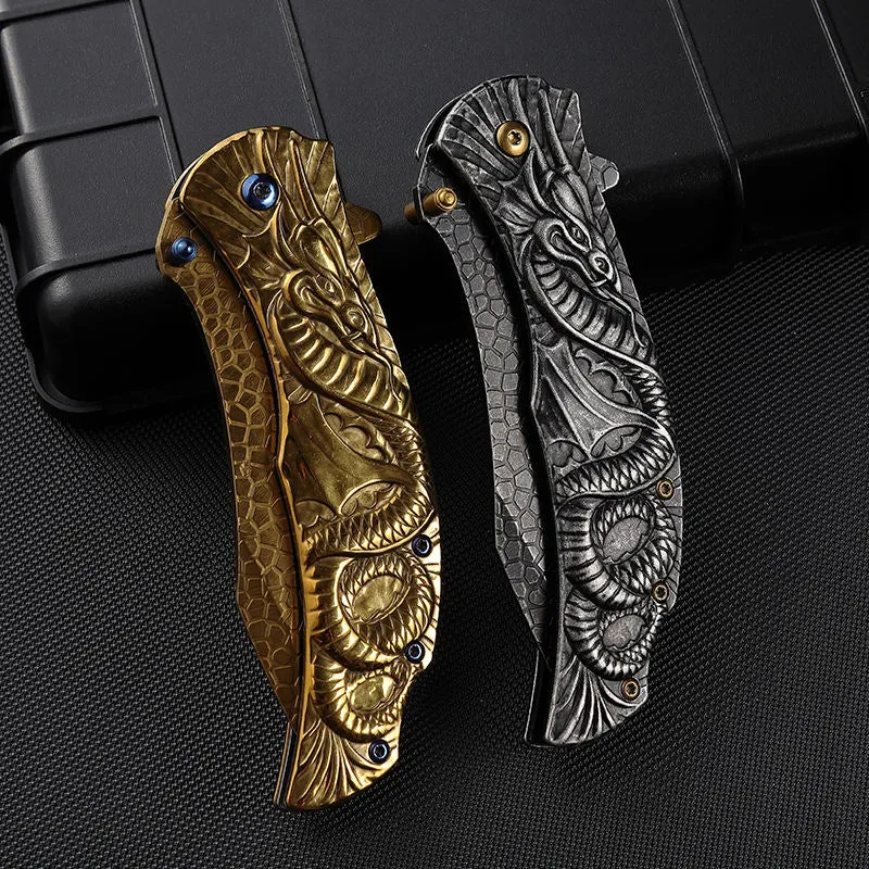Wholesale Dragon Snake Folding Knife Travel Household Portable Knife Outdoor Self Defense Camping Ornamental Knives
