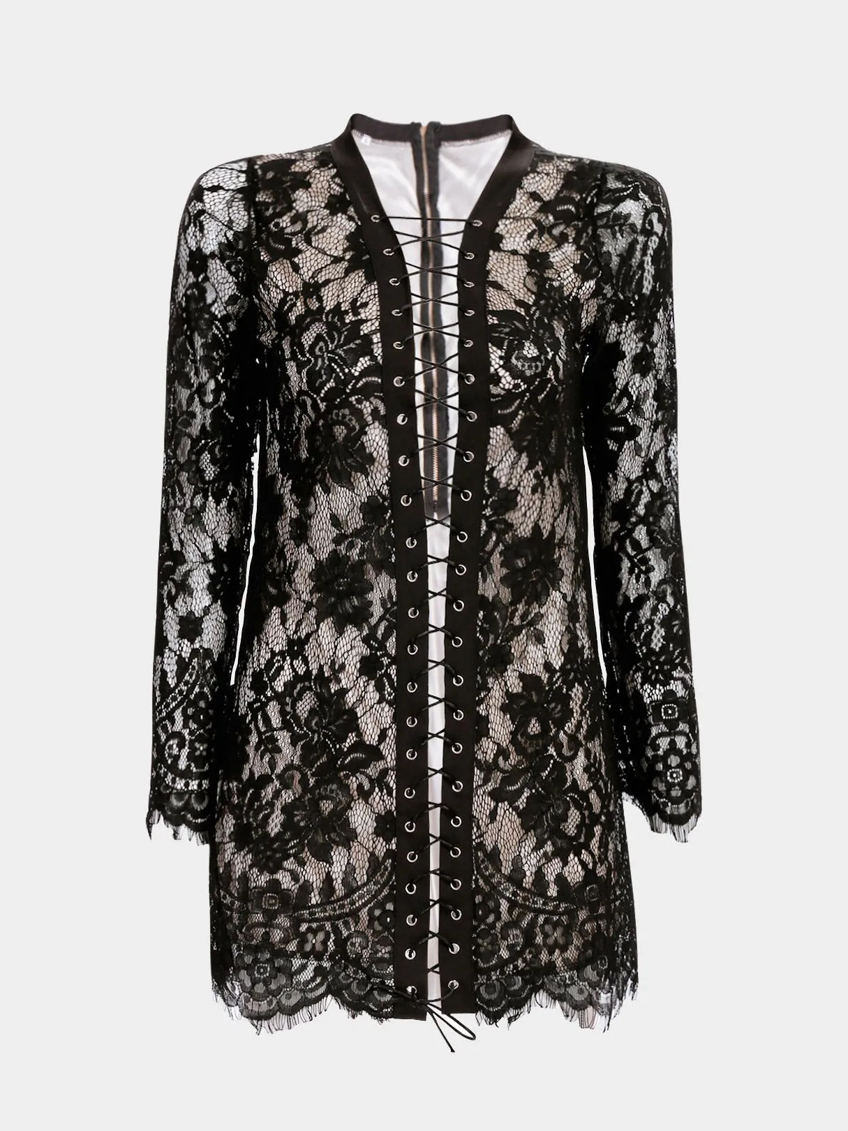 Wholesale Long Sleeve Lace Mini Dresses