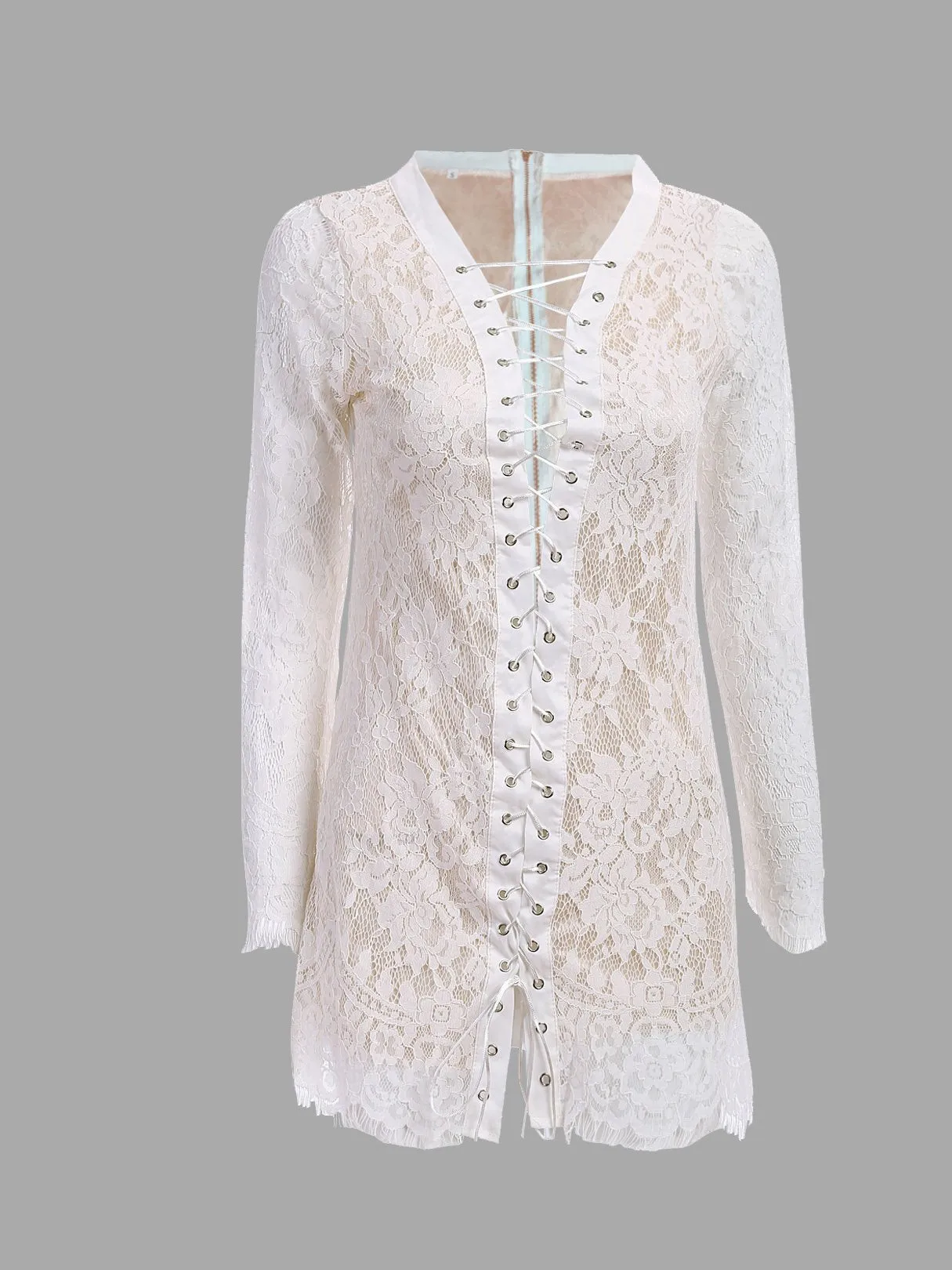 Wholesale Long Sleeve Lace Mini Dresses