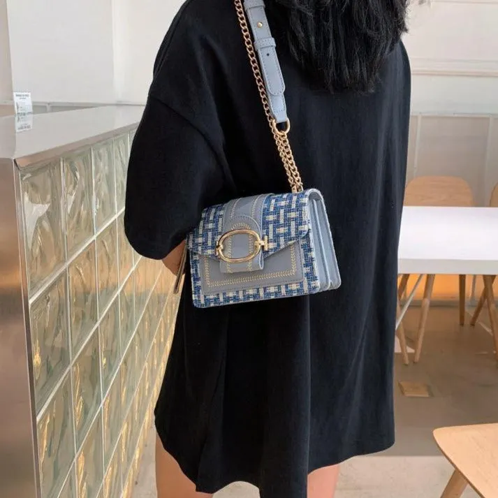 Wide Chain Strap Buckle Shoulder Bag (   more colors)