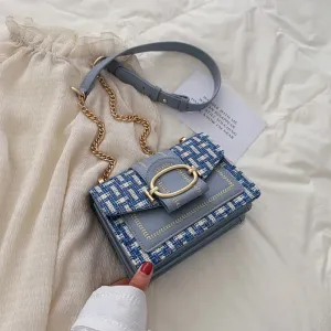 Wide Chain Strap Buckle Shoulder Bag (   more colors)
