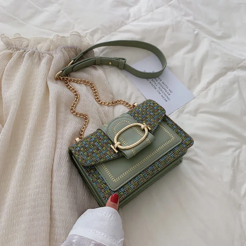 Wide Chain Strap Buckle Shoulder Bag (   more colors)