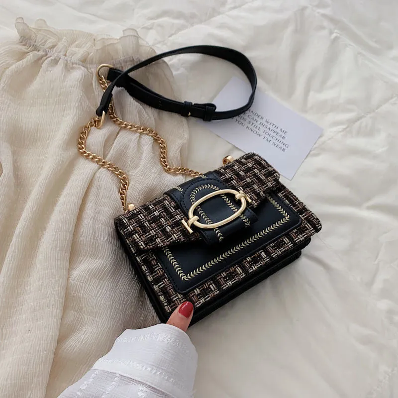 Wide Chain Strap Buckle Shoulder Bag (   more colors)