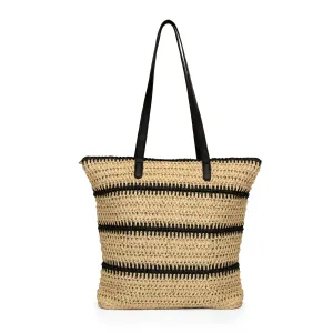 Women cream black jute textured fashion bag