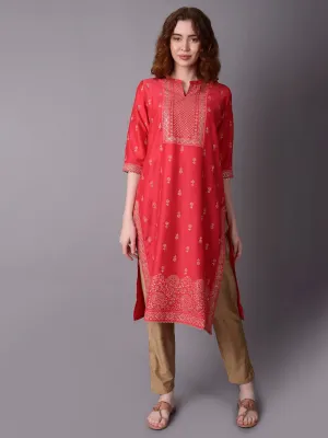 Women Pink Ornamental Printed Kurta