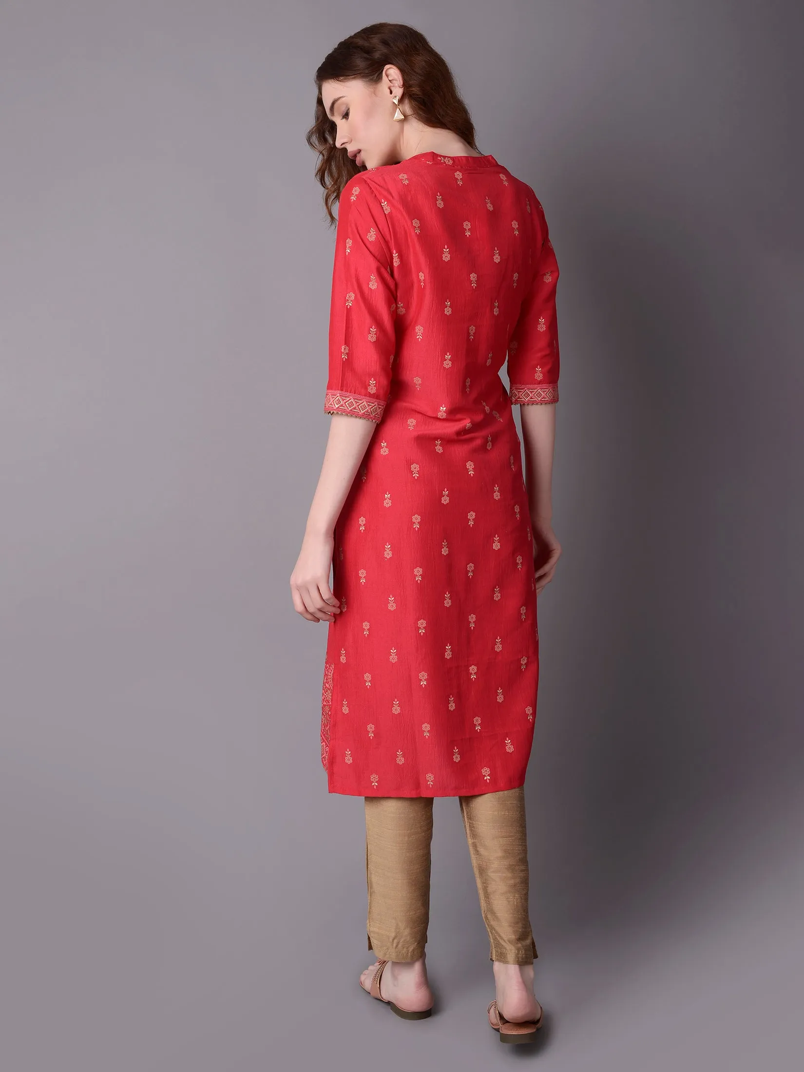 Women Pink Ornamental Printed Kurta