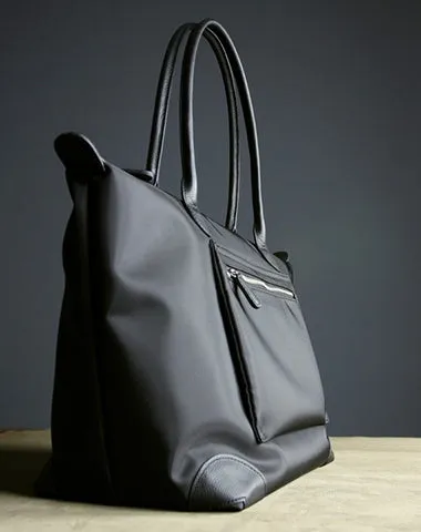 Womens Black Nylon Shoulder Tote Medium Black Nylon Handbag Purse for Ladies