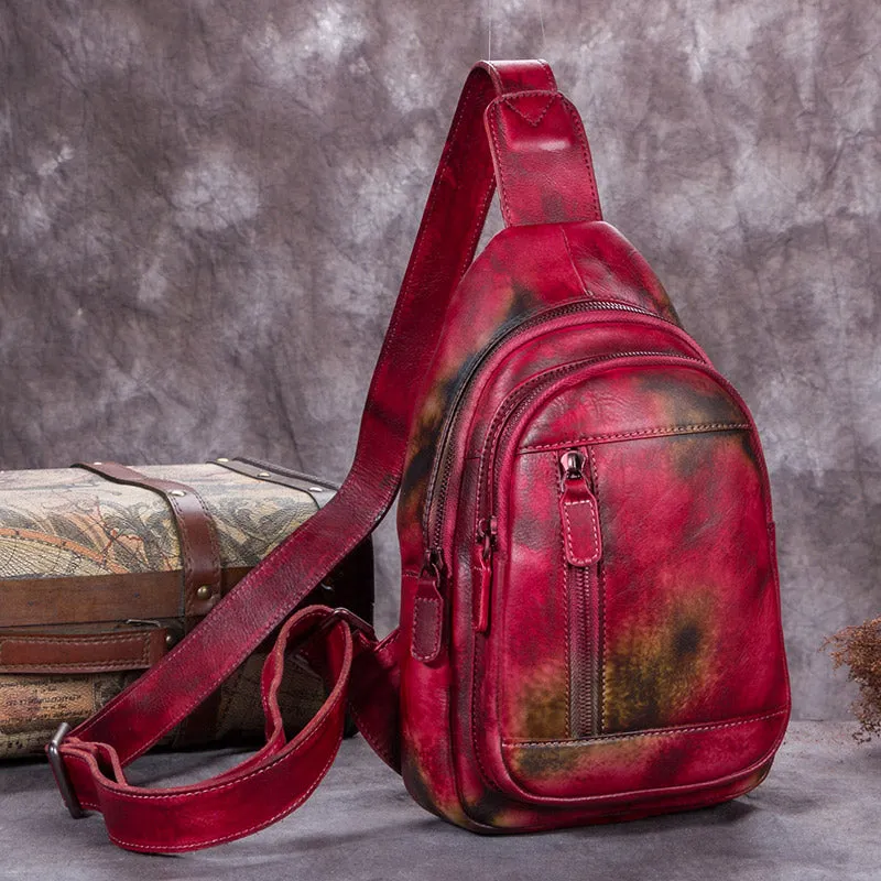 Womens Leather Fanny Pack Across Chest Crossbody Sling Bag For Women