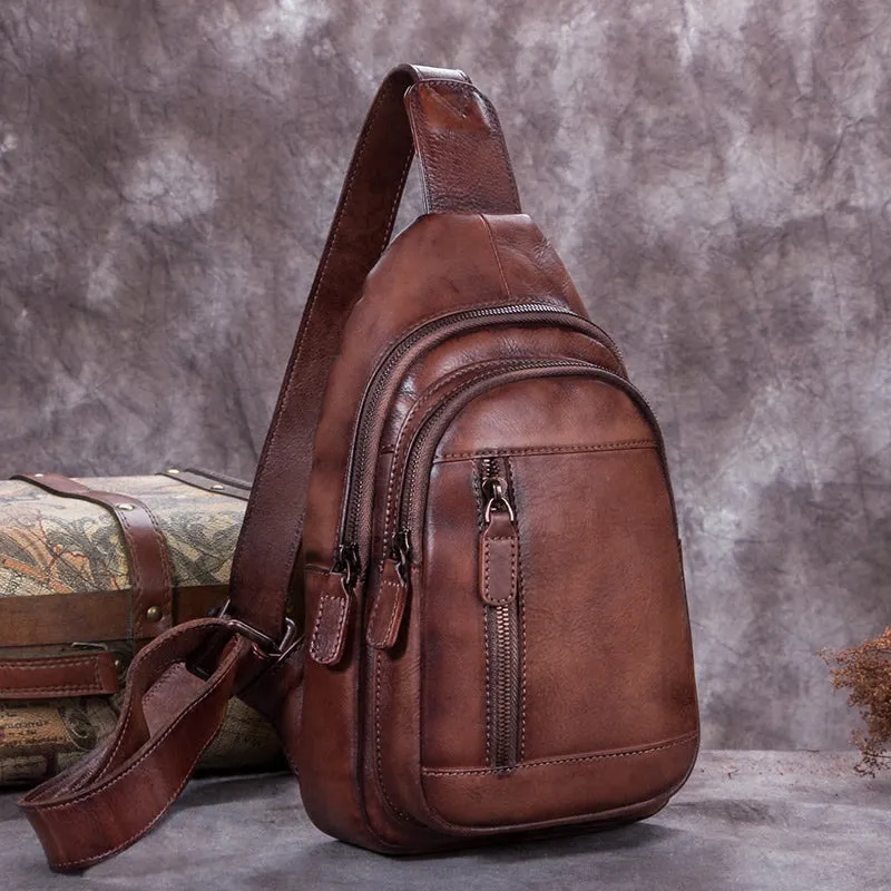 Womens Leather Fanny Pack Across Chest Crossbody Sling Bag For Women