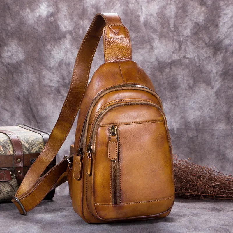 Womens Leather Fanny Pack Across Chest Crossbody Sling Bag For Women