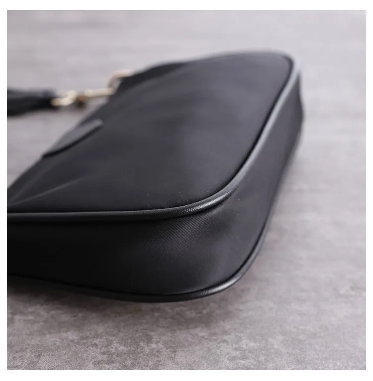 Womens Nylon Mini Shoulder Bag Womens Black Nylon Chain Shoulder Purse Nylon Chain Purse for Ladies