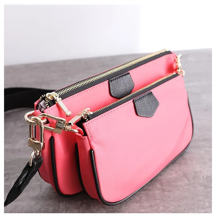 Womens Nylon Mini Shoulder Bag Womens Black Nylon Chain Shoulder Purse Nylon Chain Purse for Ladies