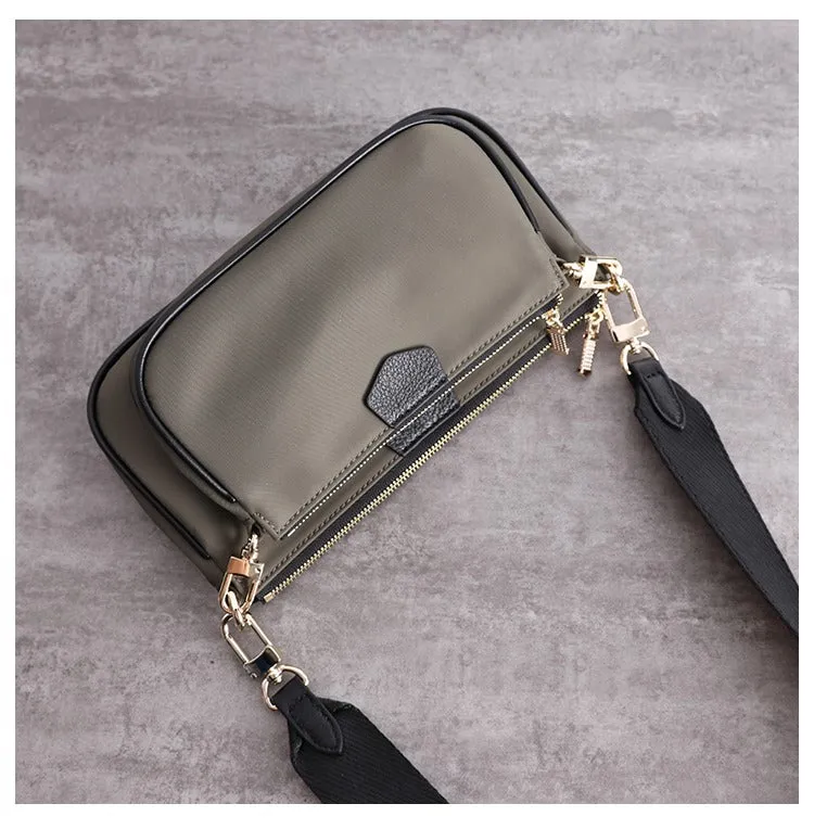 Womens Nylon Mini Shoulder Bag Womens Black Nylon Chain Shoulder Purse Nylon Chain Purse for Ladies