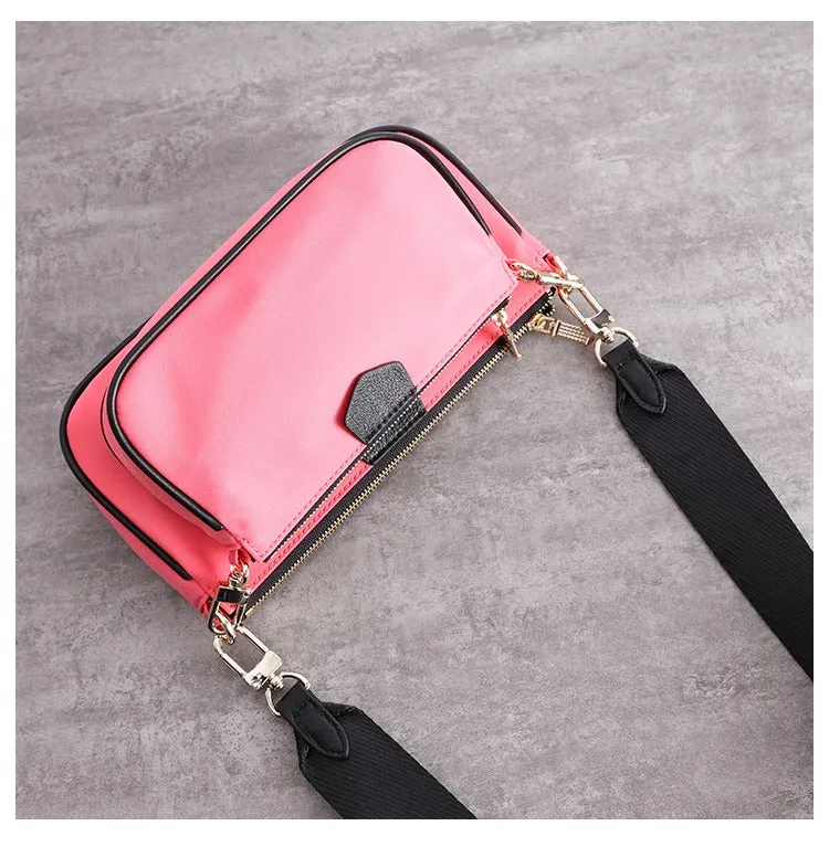 Womens Nylon Mini Shoulder Bag Womens Black Nylon Chain Shoulder Purse Nylon Chain Purse for Ladies