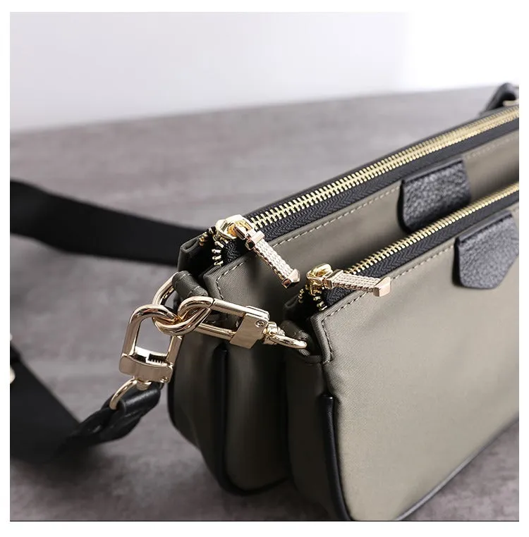 Womens Nylon Mini Shoulder Bag Womens Black Nylon Chain Shoulder Purse Nylon Chain Purse for Ladies