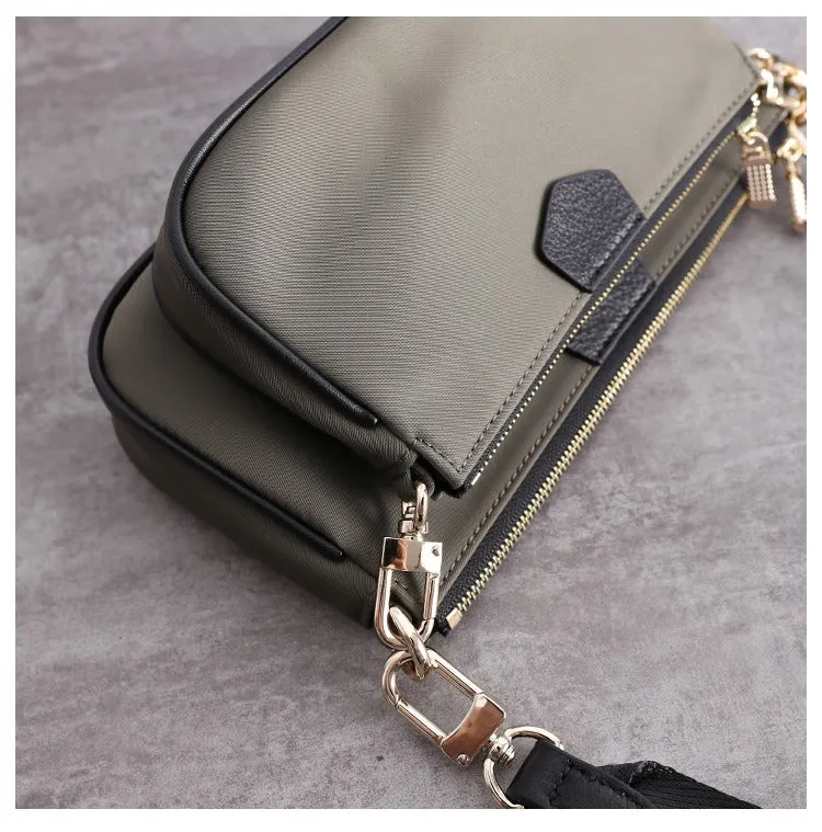 Womens Nylon Mini Shoulder Bag Womens Black Nylon Chain Shoulder Purse Nylon Chain Purse for Ladies