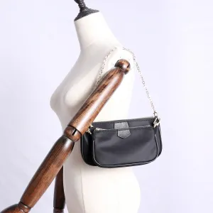 Womens Nylon Mini Shoulder Bag Womens Black Nylon Chain Shoulder Purse Nylon Chain Purse for Ladies