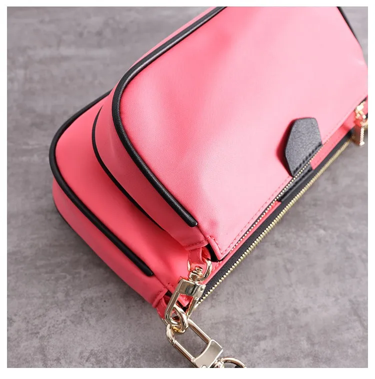 Womens Nylon Mini Shoulder Bag Womens Black Nylon Chain Shoulder Purse Nylon Chain Purse for Ladies