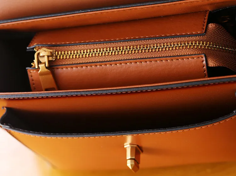 Womens Square Leather Satchel Bags Purses Handbags for Women