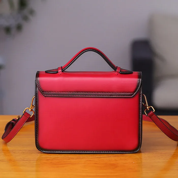 Womens Square Leather Satchel Bags Purses Handbags for Women