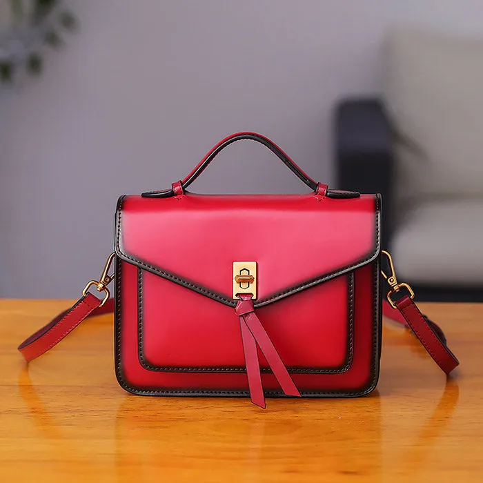 Womens Square Leather Satchel Bags Purses Handbags for Women