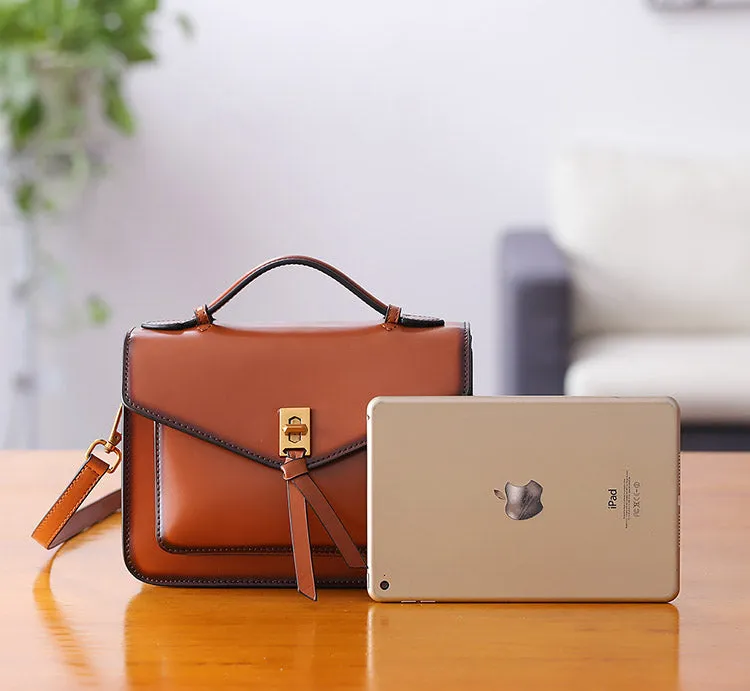 Womens Square Leather Satchel Bags Purses Handbags for Women