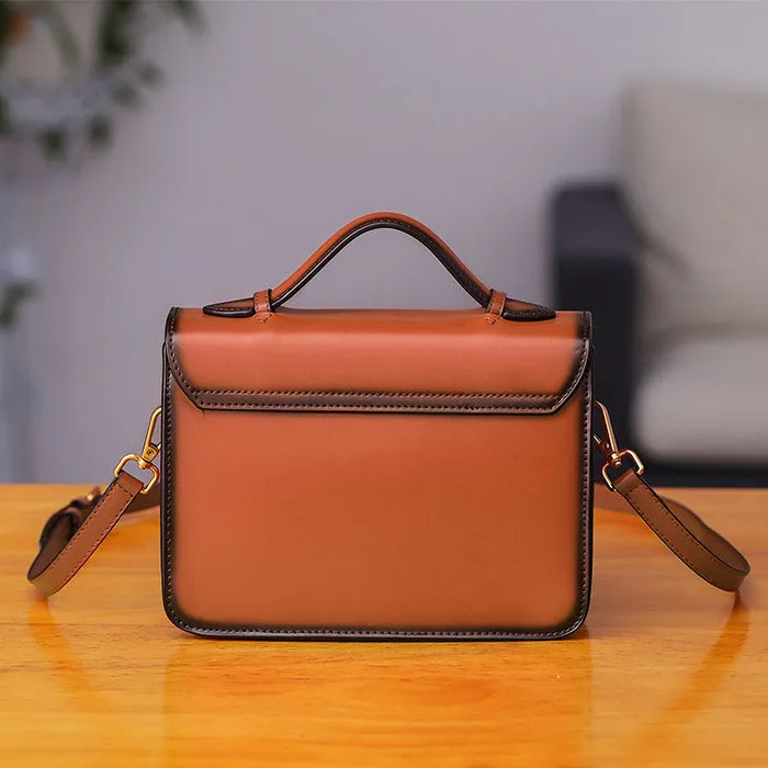 Womens Square Leather Satchel Bags Purses Handbags for Women
