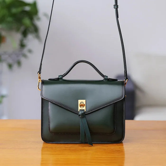 Womens Square Leather Satchel Bags Purses Handbags for Women