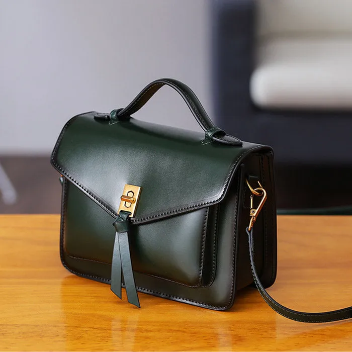 Womens Square Leather Satchel Bags Purses Handbags for Women