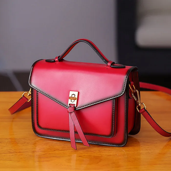 Womens Square Leather Satchel Bags Purses Handbags for Women