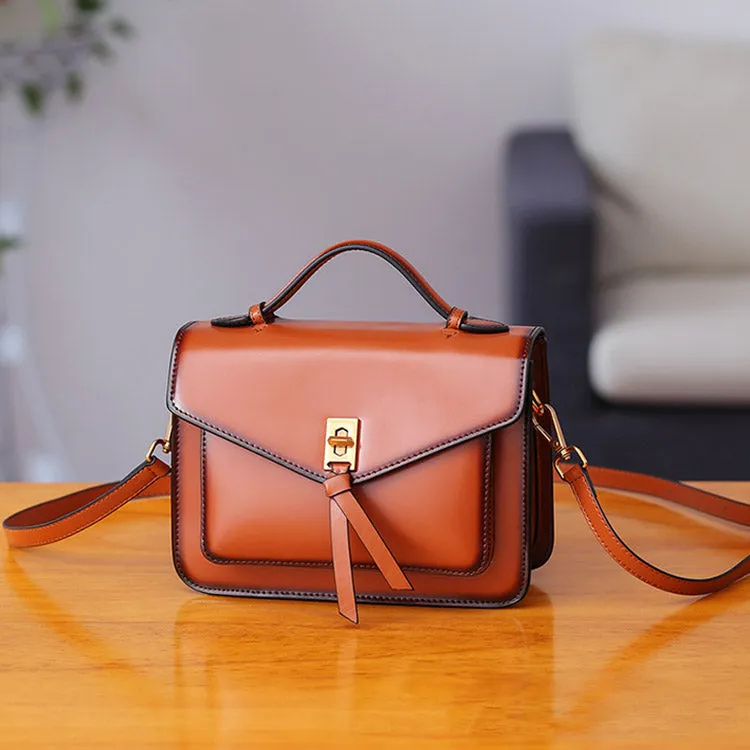 Womens Square Leather Satchel Bags Purses Handbags for Women