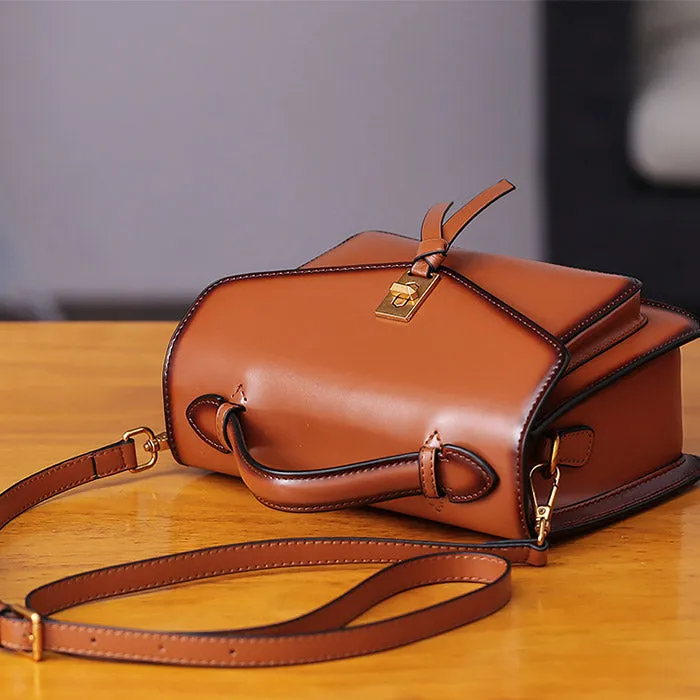 Womens Square Leather Satchel Bags Purses Handbags for Women