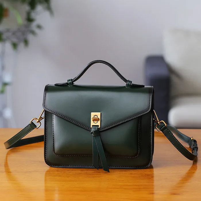 Womens Square Leather Satchel Bags Purses Handbags for Women