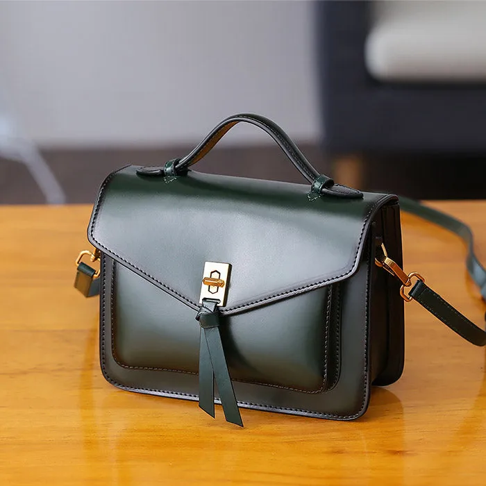 Womens Square Leather Satchel Bags Purses Handbags for Women
