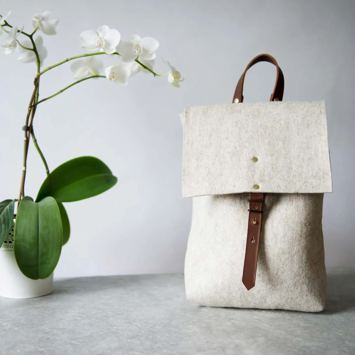 Wool Felt Backpack - Beige
