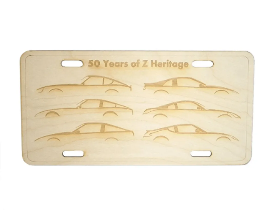 ZSPEC Nissan "Z-Car Silhouettes" License Plate, Birch, Ornamental