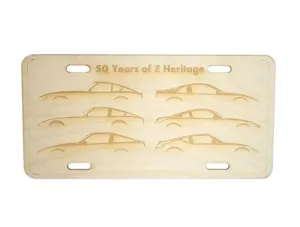 ZSPEC Nissan "Z-Car Silhouettes" License Plate, Birch, Ornamental